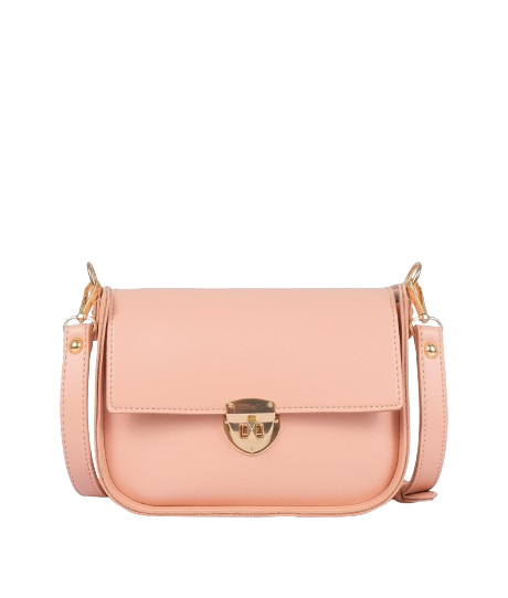 Gift Giver Shop Peach Saddle Bag With Twist Lock