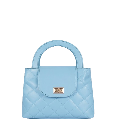 Gift Giver Shop Sky Blue Flap Quilted Bag With Top Handle