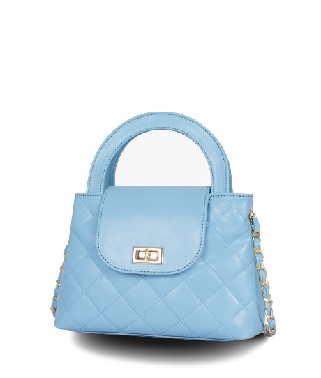 Gift Giver Shop Sky Blue Flap Quilted Bag With Top Handle